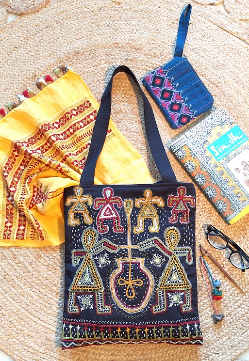 Black Rabari Kutch Hand Embroidery Shoulder Bag
